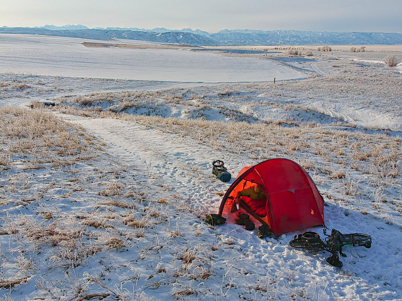 Melting snow in the morning