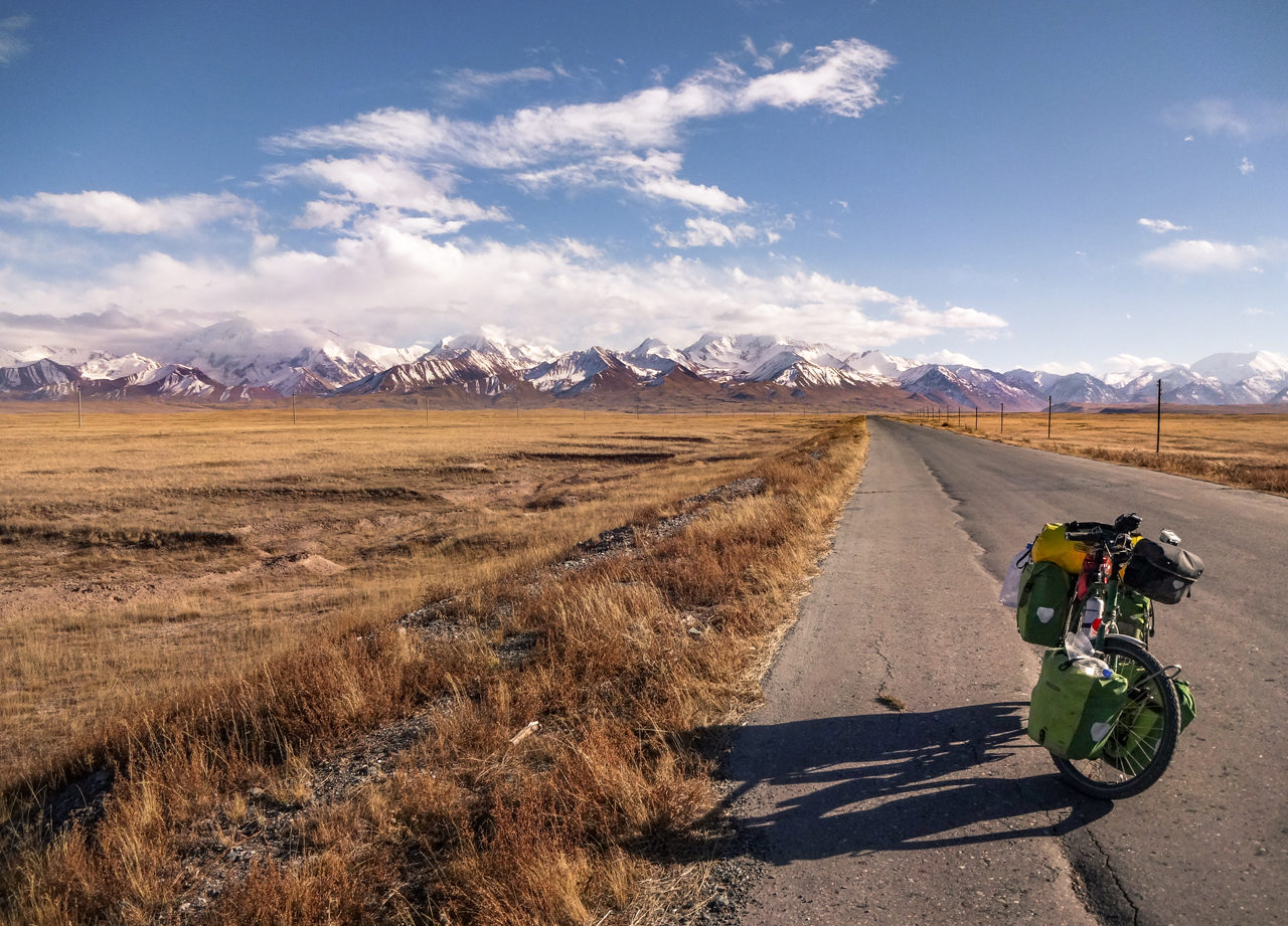 View towards the Pamir mountains from Kyrgyzstan