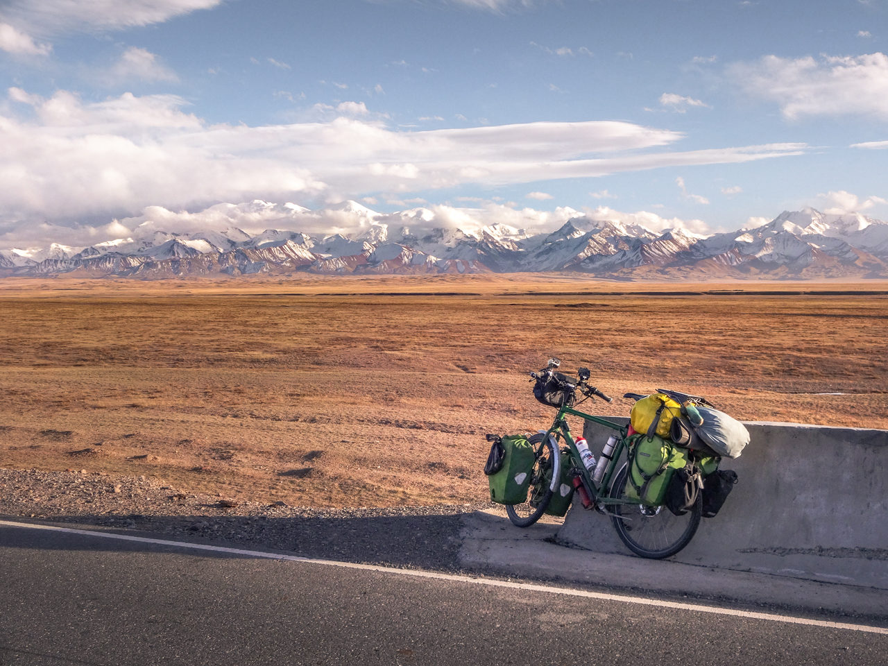 View towards the Pamir mountains from Kyrgyzstan