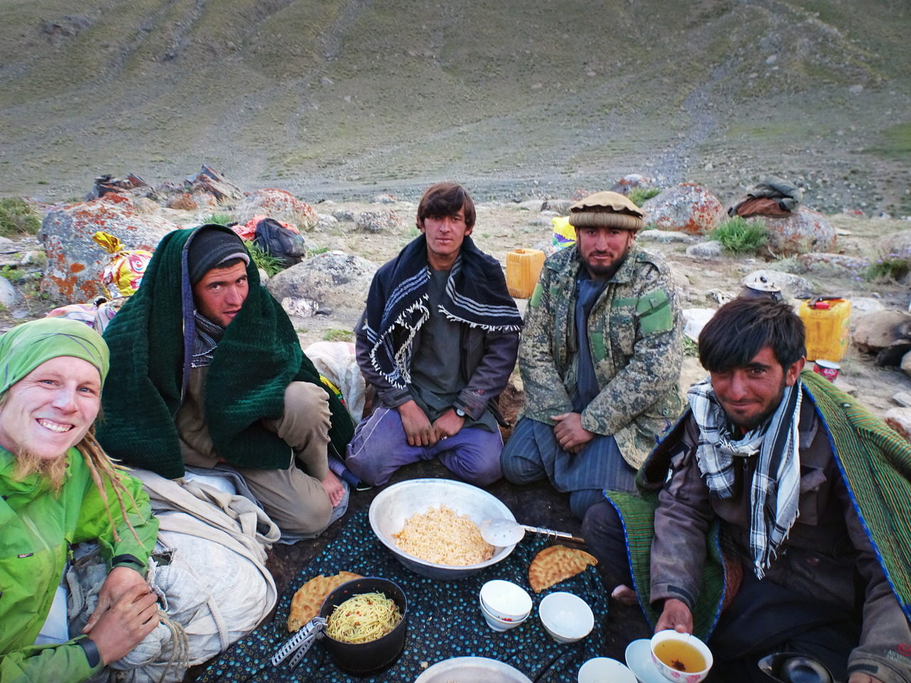 Eating dinner together with Afghan shepherds