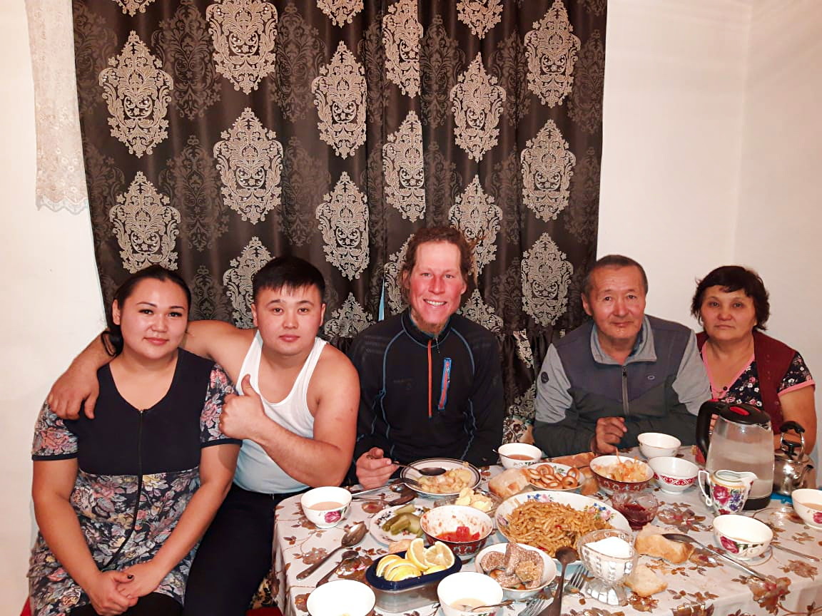 Dinner with Darkhan's family in Kazakhstan