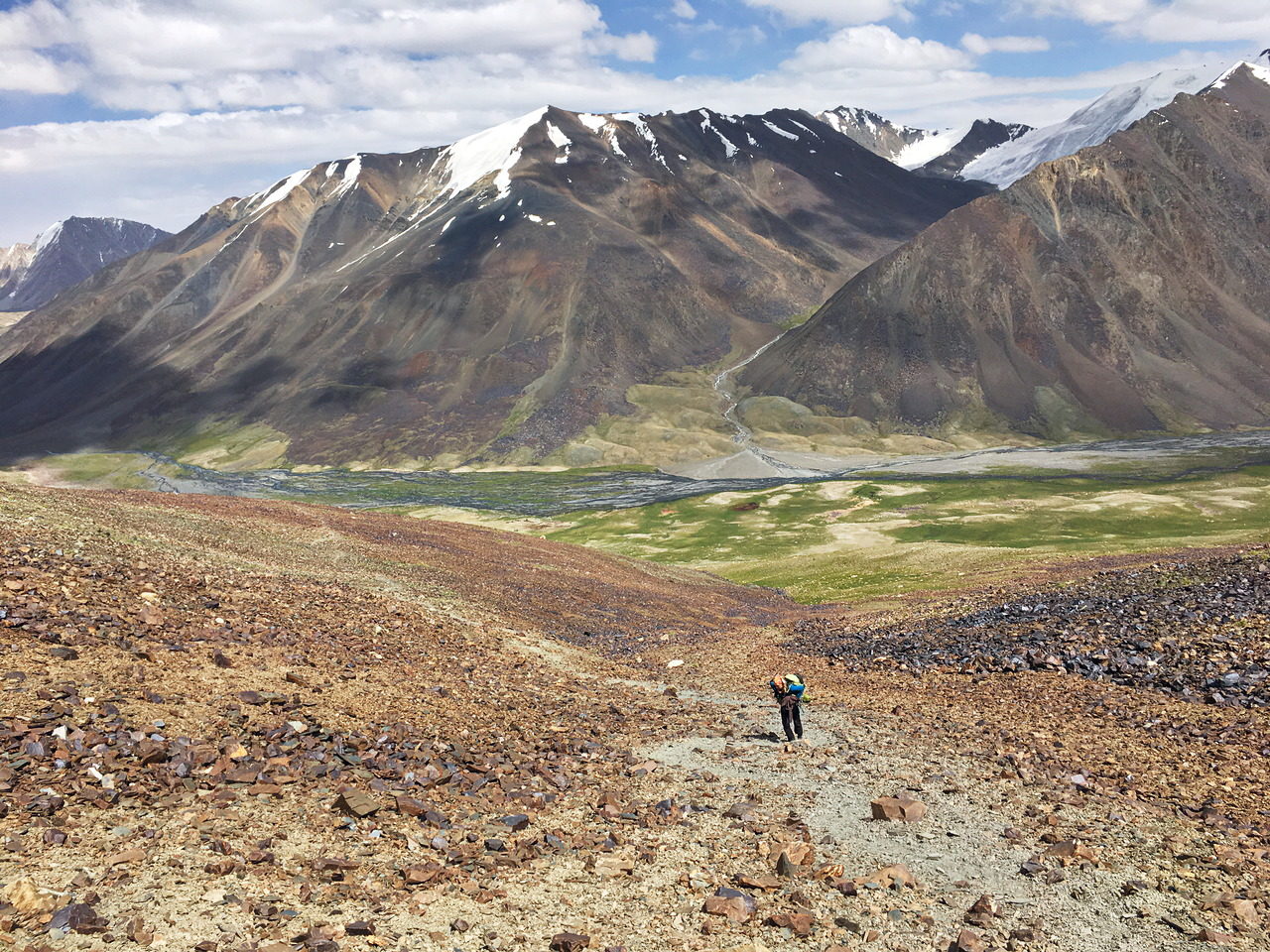 Grete walking uphill towards Karabel Pass