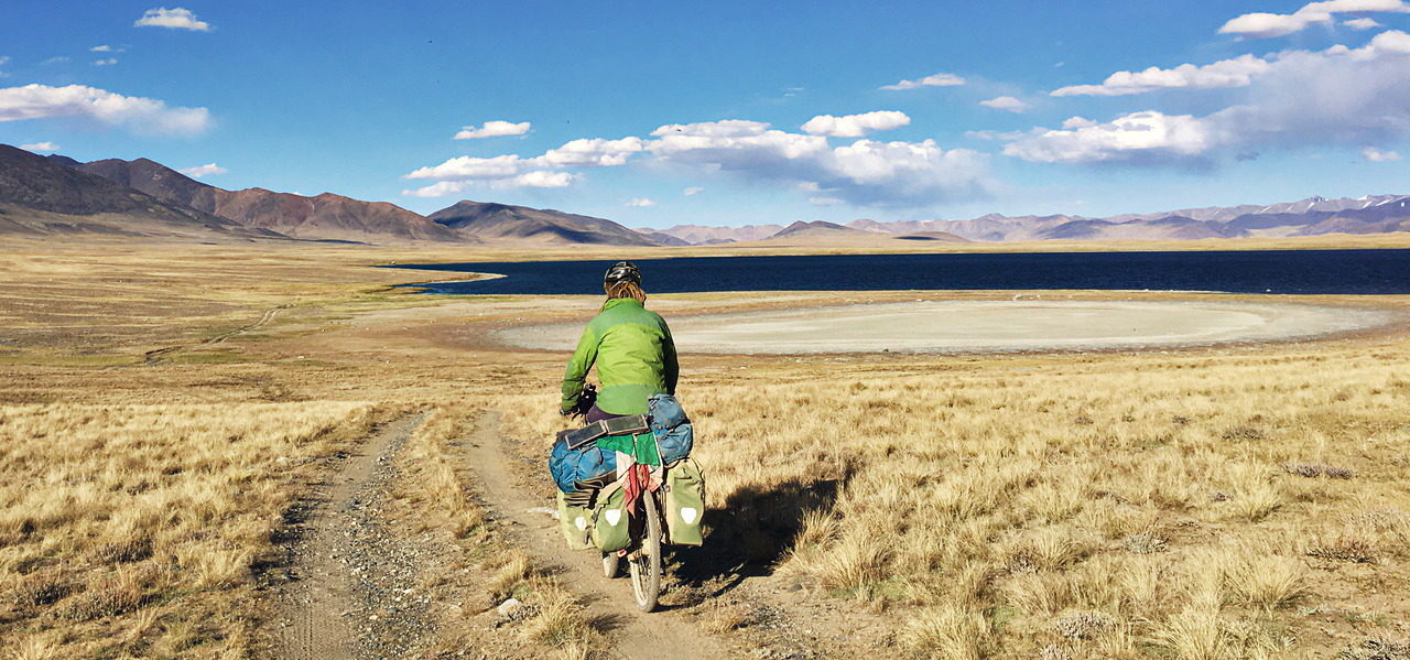 Cycling in the Zorkul Nature Reserve in Tajikistan