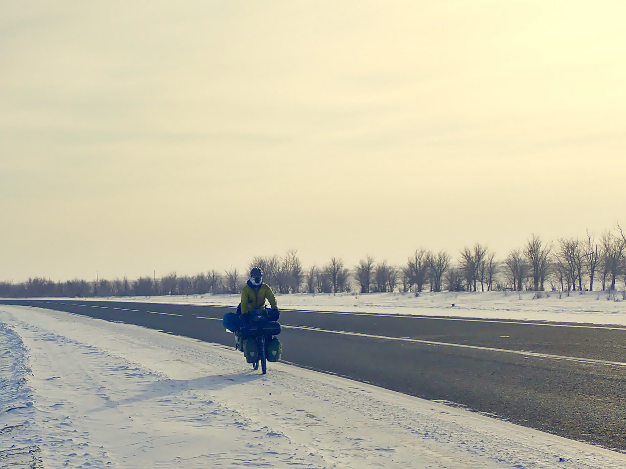 Cycling at -25 degrees in windy Kazakhstan