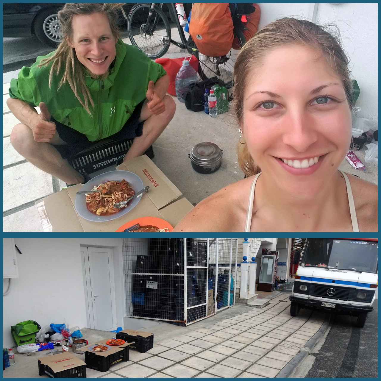 Lunch on a Greek Sidewalk